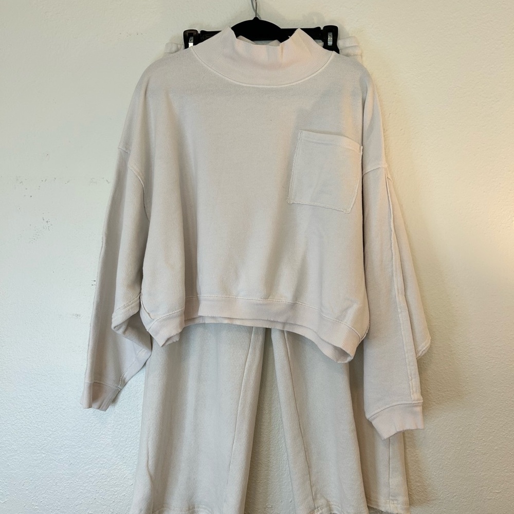 We The Free Cream Mock Neck Sweatsuit Set